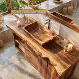 Valewyn Live Edge Solid Wood Floating Bathroom Vanity with Drawers - Timberustic Floating Bathroom Vanity With Drawers