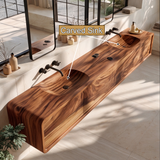 Valmere Handcrafted Solid Wood Floating Bathroom Vanity with Integrated Sinks and Drawers