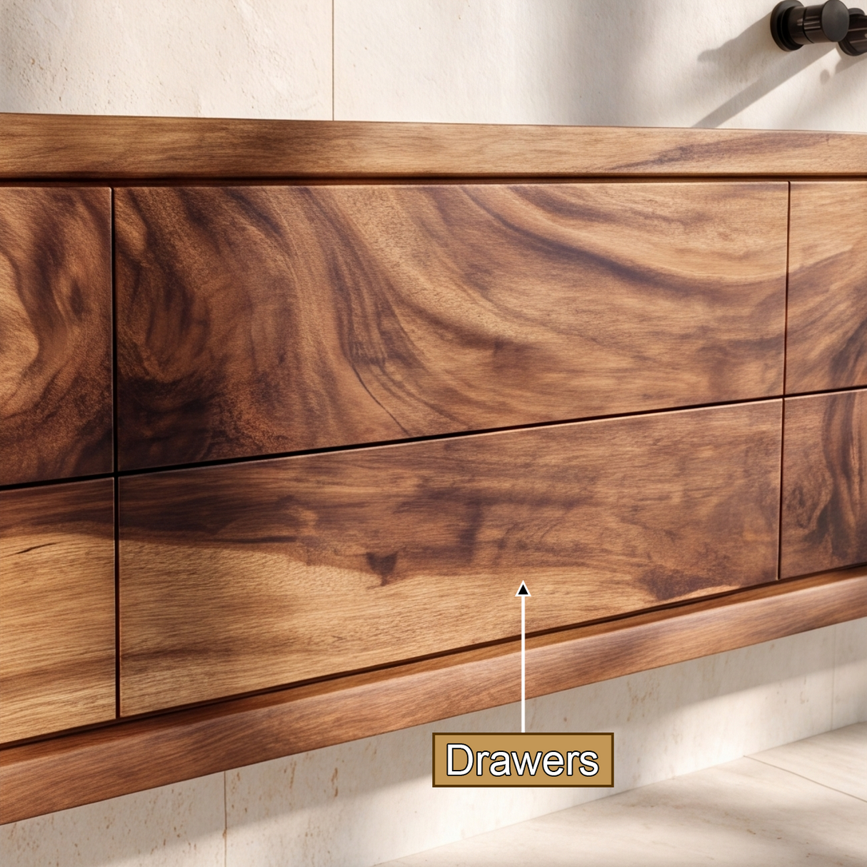 Valmere Handcrafted Solid Wood Floating Bathroom Vanity with Integrated Sinks and Drawers