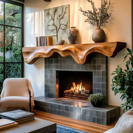 Valmere Sculpted Fireplace Mantel Shelf - Timberustic Fireplace Mantel Shelf