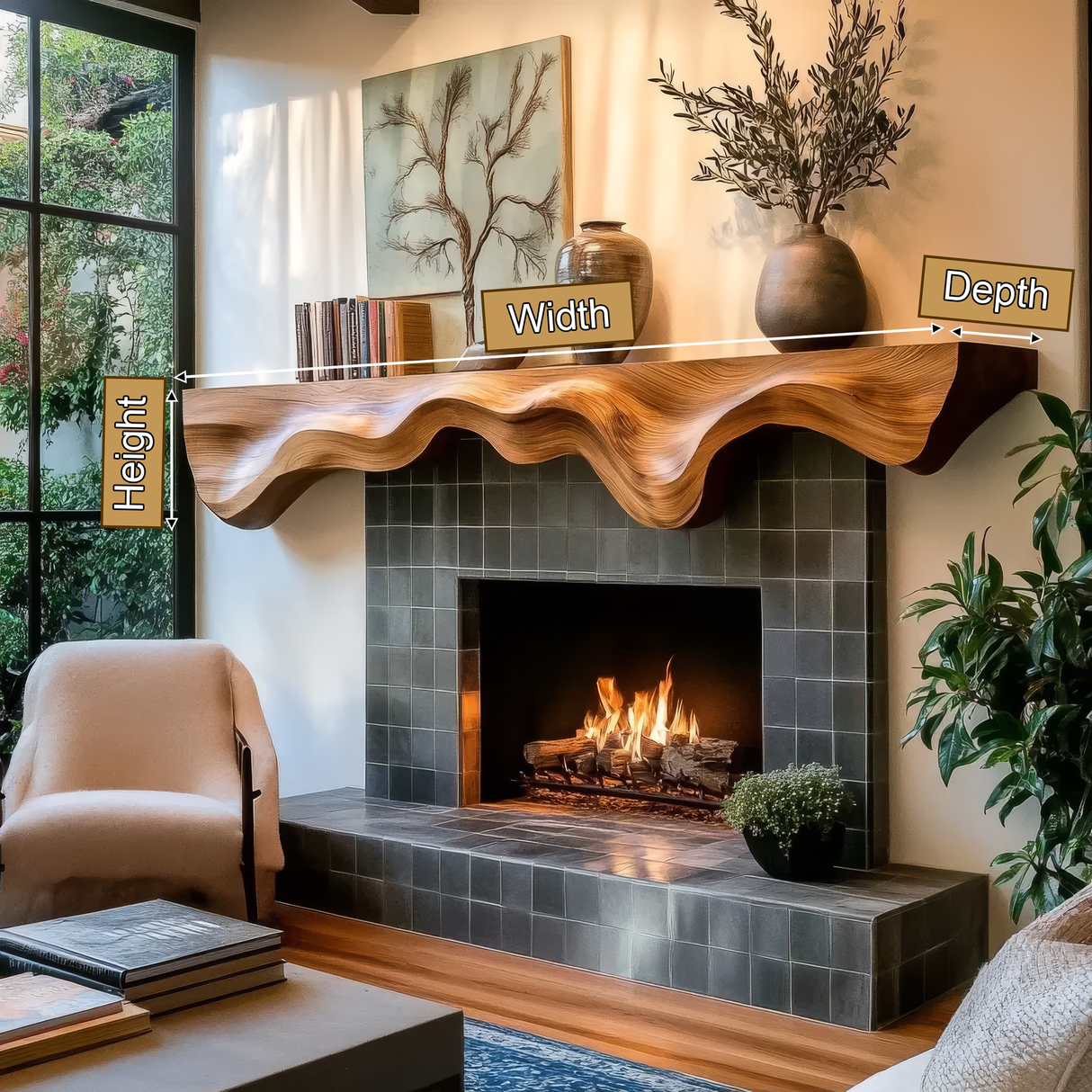 Valmere Sculpted Fireplace Mantel Shelf - Timberustic Fireplace Mantel Shelf