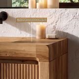 Valmere Sculpted Solid Wood Floating Bathroom Vanity with Integrated Sinks and Drawers