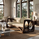 Valmere Sculpted Solid Wood Sofa Dark Walnut - Timberustic Sofa