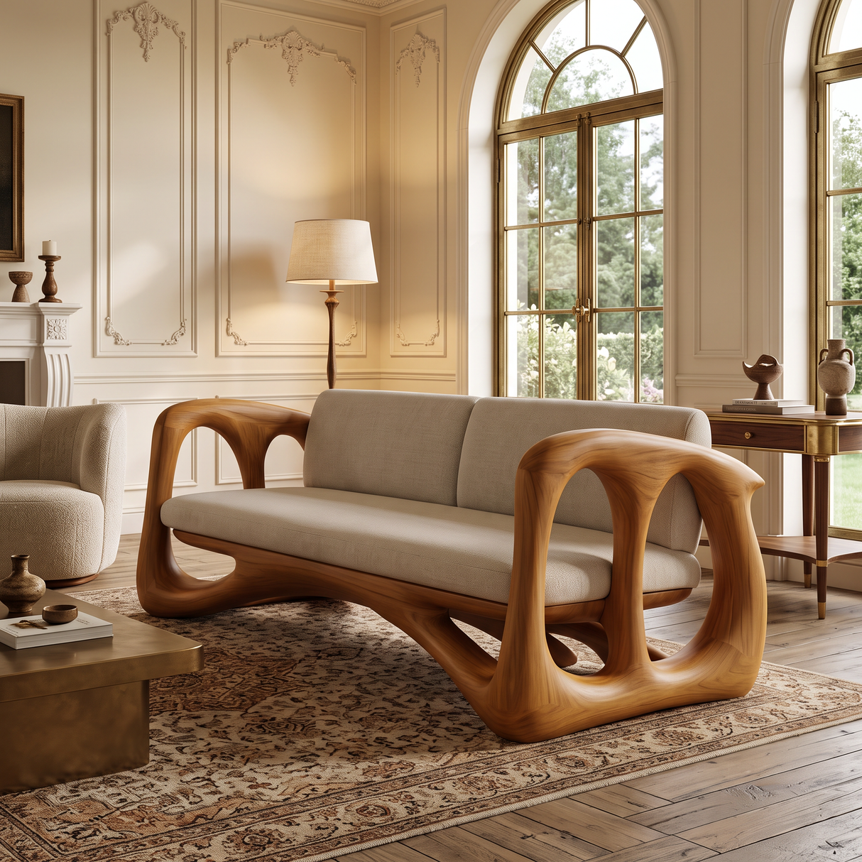 Valmere Sculpted Solid Wood Sofa Teak - Timberustic Sofa