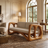 Valmere Sculpted Solid Wood Sofa Teak - Timberustic Sofa