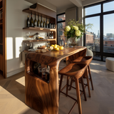 Valora Live Edge Solid Wood Bar Table with Storage - Timberustic Bar Table with Storage