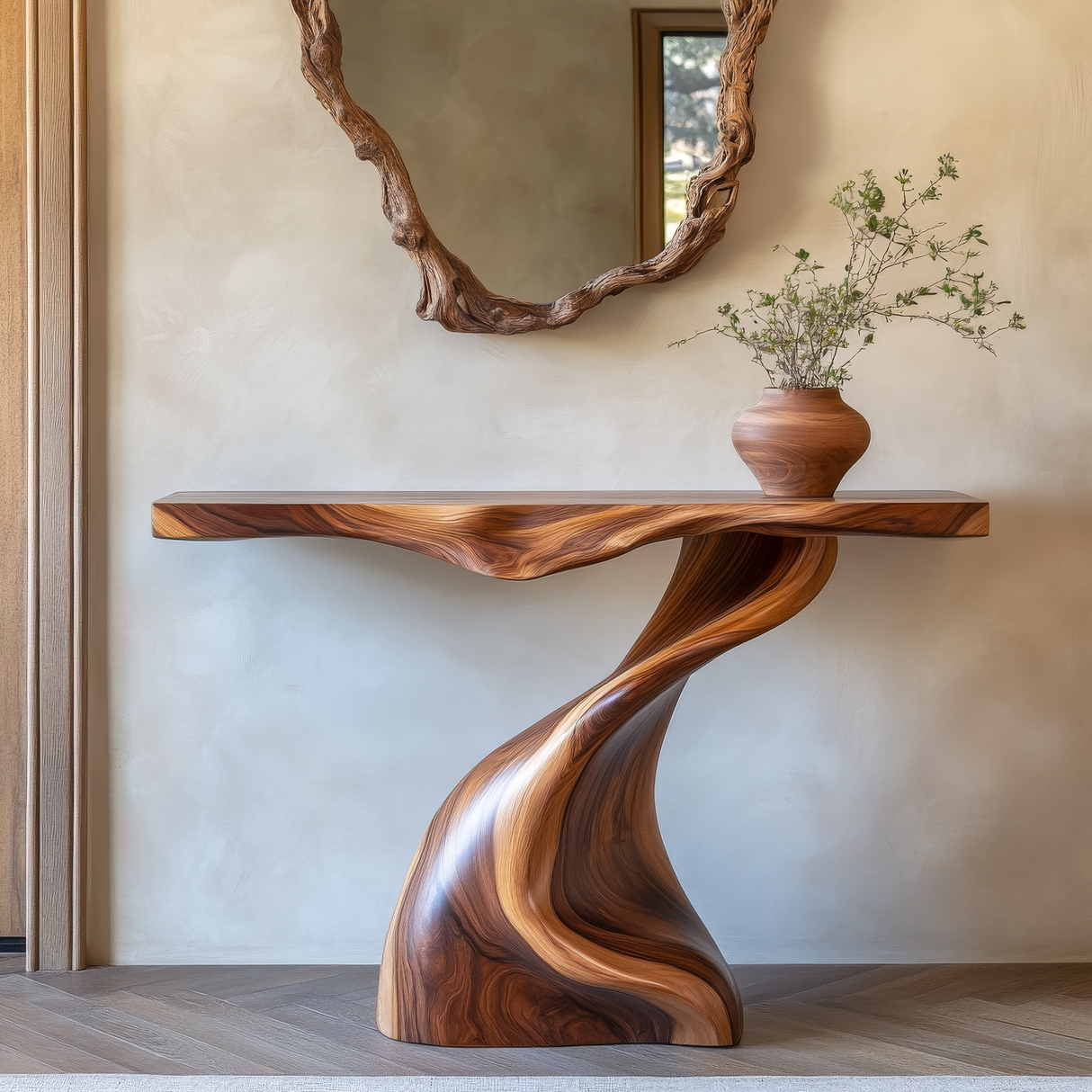 Valorin Sculpted Solid Wood Console Table