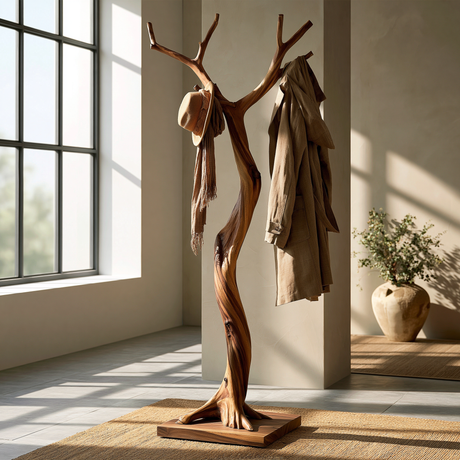 Valoryn Sculpted Solid Wood Tree Coat Rack - Timberustic Tree Coat Rack