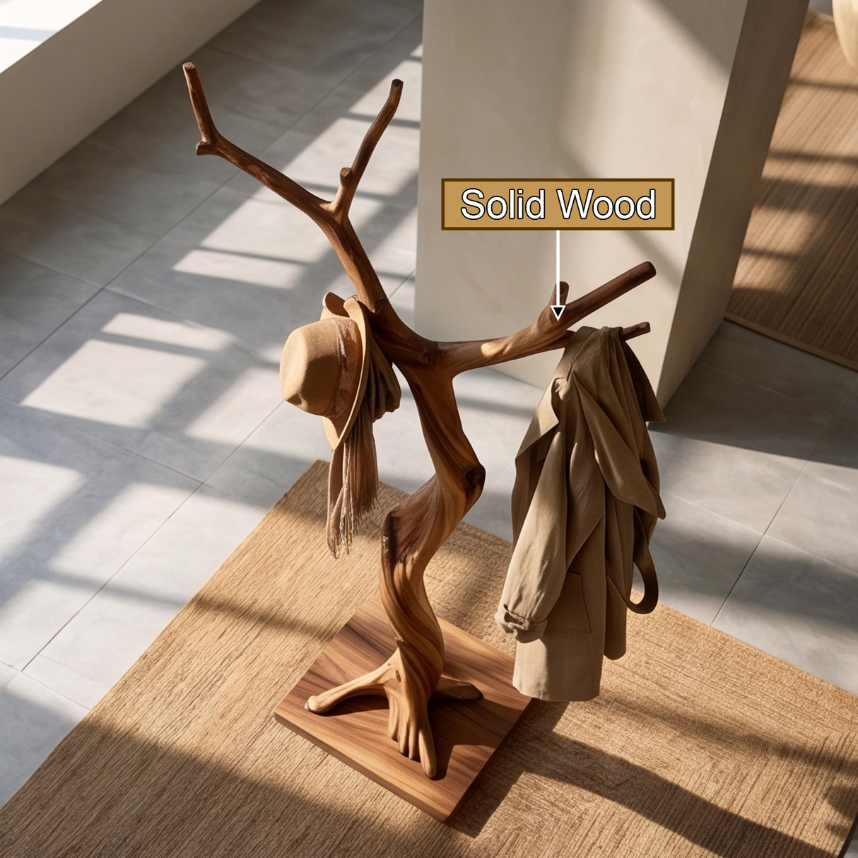 Valoryn Sculpted Solid Wood Tree Coat Rack - Timberustic Tree Coat Rack