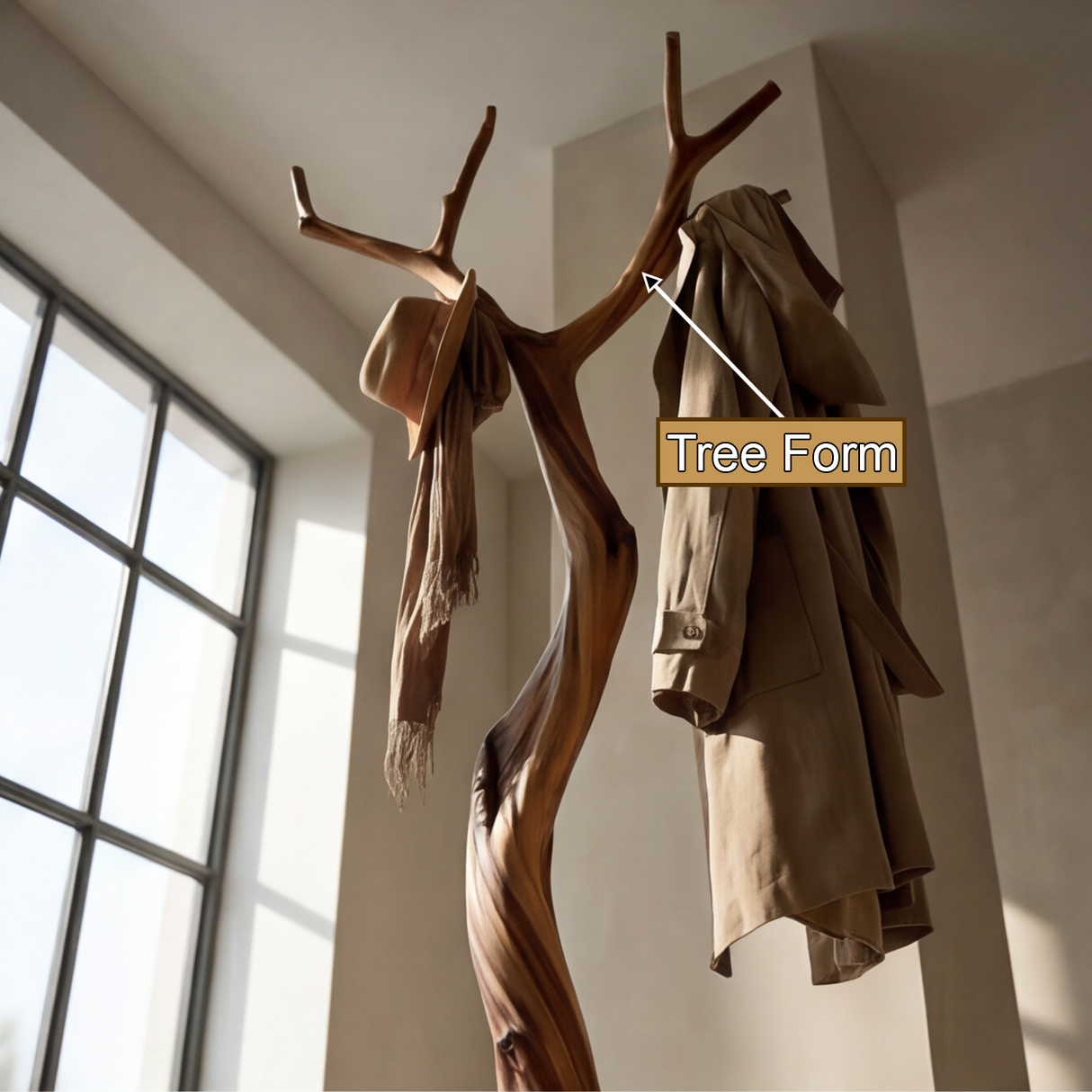 Valoryn Sculpted Solid Wood Tree Coat Rack - Timberustic Tree Coat Rack