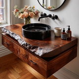 Valren Live Edge Solid Wood Floating Bathroom Vanity with Drawers - Timberustic Floating Bathroom Vanity With Drawers