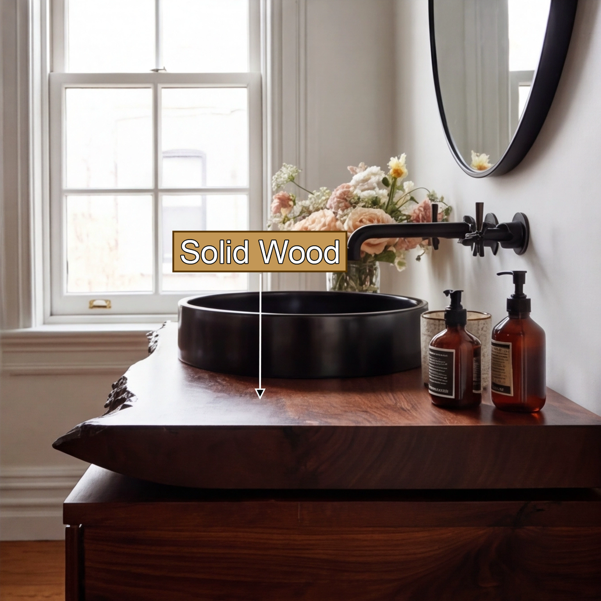 Valren Live Edge Solid Wood Floating Bathroom Vanity with Drawers - Timberustic Floating Bathroom Vanity With Drawers