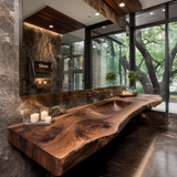Valtero Sculpted Live Edge Solid Wood Floating Bathroom Vanity with Integrated Sink - Timberustic Floating Bathroom Vanity with Integrated Sink