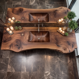 Valtero Sculpted Live Edge Solid Wood Floating Bathroom Vanity with Integrated Sink - Timberustic Floating Bathroom Vanity with Integrated Sink