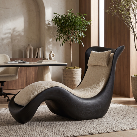 Valthera Handcrafted Sculpted Solid Wood Chaise Lounge Black - Timberustic Chaise Lounge