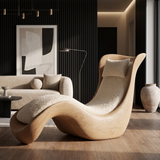 Valthera Handcrafted Sculpted Solid Wood Chaise Lounge