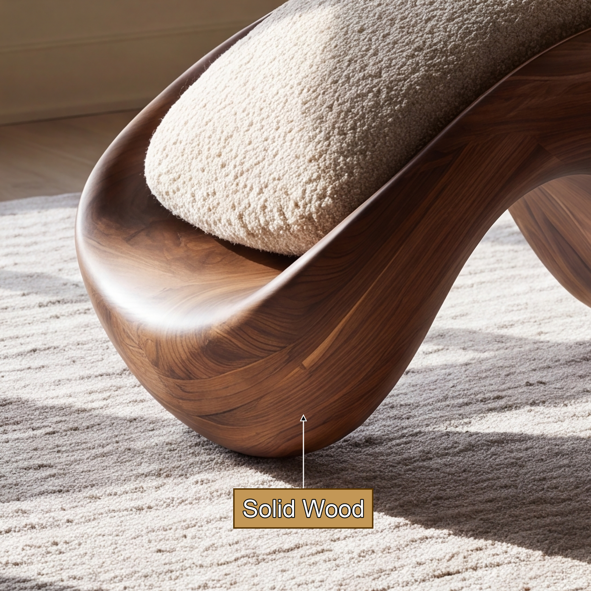 Valthera Handcrafted Sculpted Solid Wood Chaise Lounge