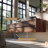 Valthera Handcrafted Solid Wood Floating Bathroom Vanity with Integrated Sinks and Drawers