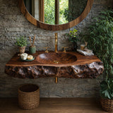 Valthera Live Edge Solid Wood Floating Bathroom Vanity with Integrated Sink SPA235756 - Timberustic Floating Bathroom Vanity with Integrated Sink