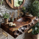 Valthera Live Edge Solid Wood Floating Bathroom Vanity with Integrated Sink SPA235756 - Timberustic Floating Bathroom Vanity with Integrated Sink
