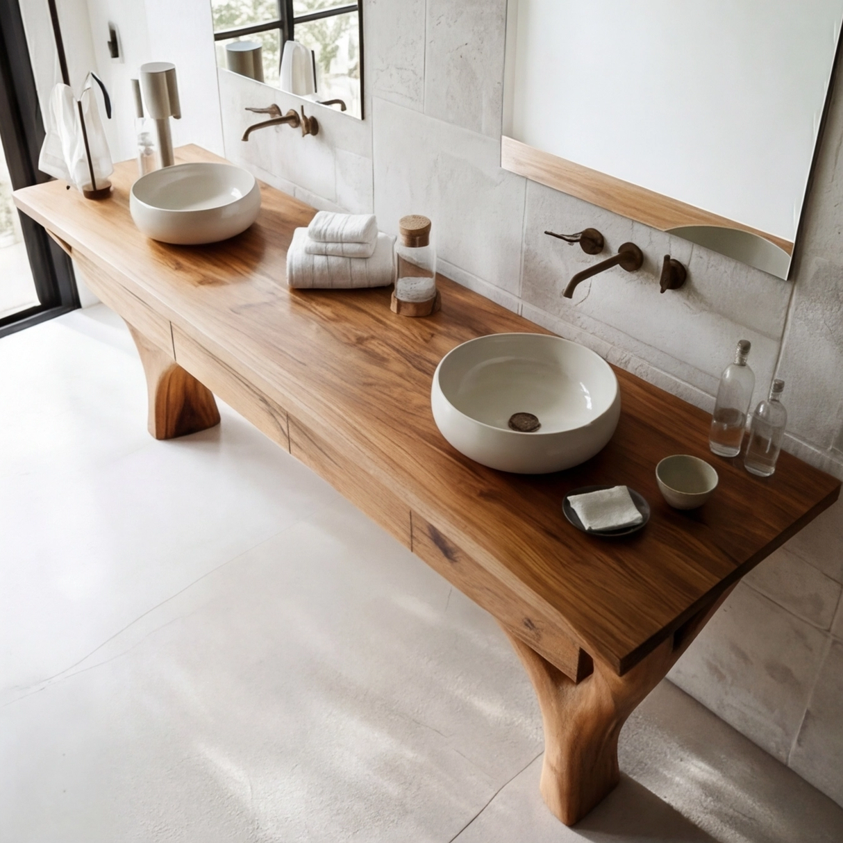 Valthera Sculpted Solid Wood Freestanding Bathroom Vanity with Drawers - Timberustic Freestanding Bathroom Vanity with Drawers