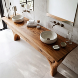 Valthera Sculpted Solid Wood Freestanding Bathroom Vanity with Drawers - Timberustic Freestanding Bathroom Vanity with Drawers
