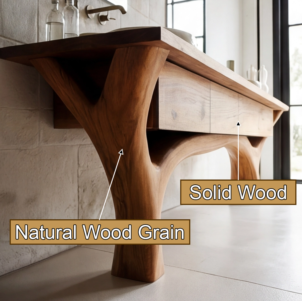 Valthera Sculpted Solid Wood Freestanding Bathroom Vanity with Drawers - Timberustic Freestanding Bathroom Vanity with Drawers