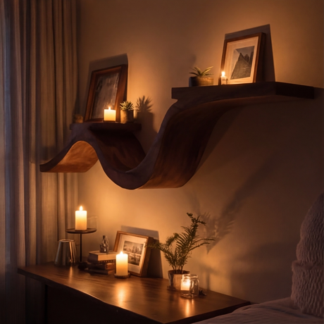 Valthera Sculpted Solid Wood Floating Shelf  - Timberustic Floating Shelf