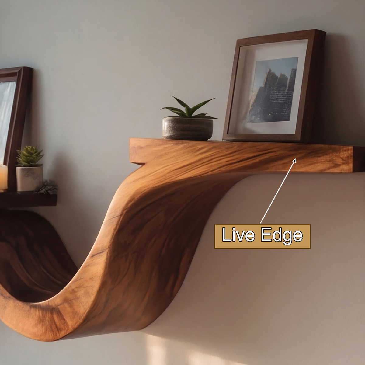 Valthera Sculpted Solid Wood Floating Shelf  - Timberustic Floating Shelf