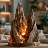 Valthera Sculpted Solid Wood Mountain Table Lamp