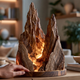 Valthera Sculpted Solid Wood Mountain Table Lamp