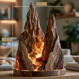 Valthera Sculpted Solid Wood Mountain Table Lamp