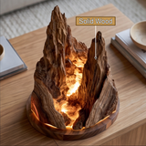 Valthera Sculpted Solid Wood Mountain Table Lamp