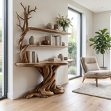 Valthera Treeform Sculpted Solid Wood Console Table with Shelves - Timberustic Console Table with Shelves