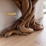 Valthera Treeform Sculpted Solid Wood Console Table with Shelves - Timberustic Console Table with Shelves