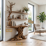Valthera Treeform Sculpted Solid Wood Console Table with Shelves - Timberustic Console Table with Shelves