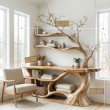 Orinthal Treeform Sculpted Solid Wood Console Table with Shelves - Timberustic Console Table with Shelves