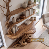 Valthera Treeform Sculpted Solid Wood Console Table with Shelves - Timberustic Console Table with Shelves