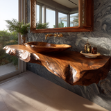 Valtherin Live Edge Solid Wood Floating Bathroom Vanity SPA259396 - Timberustic Floating Bathroom Vanity
