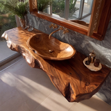 Valtherin Live Edge Solid Wood Floating Bathroom Vanity SPA259396 - Timberustic Floating Bathroom Vanity
