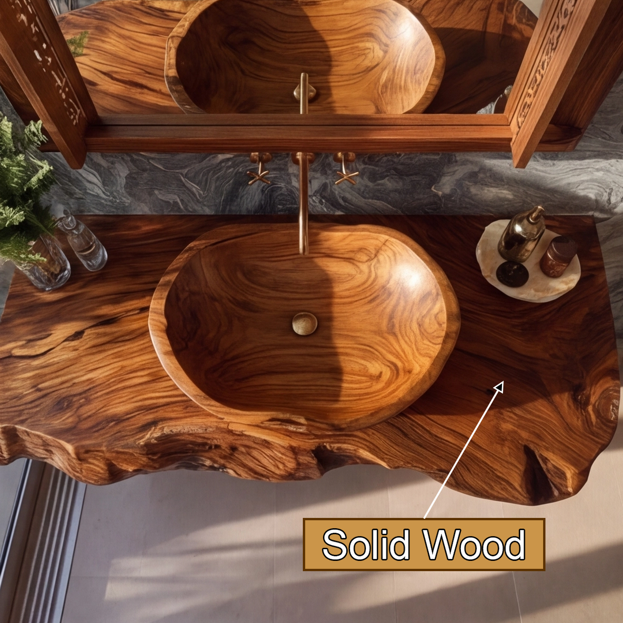 Valtherin Live Edge Solid Wood Floating Bathroom Vanity SPA259396 - Timberustic Floating Bathroom Vanity