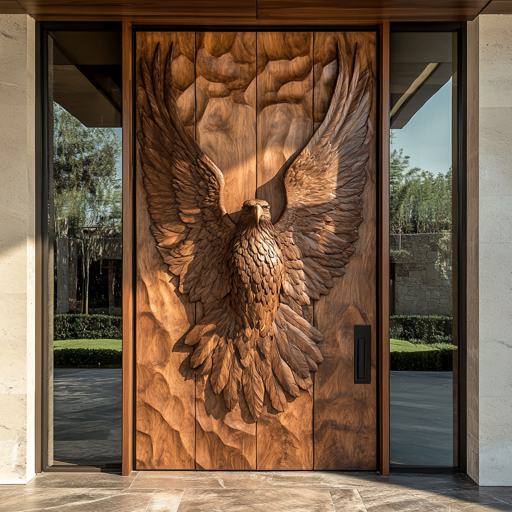Valtherion Sculpted Solid Wood Rectangular Double Doors - Timberustic Door