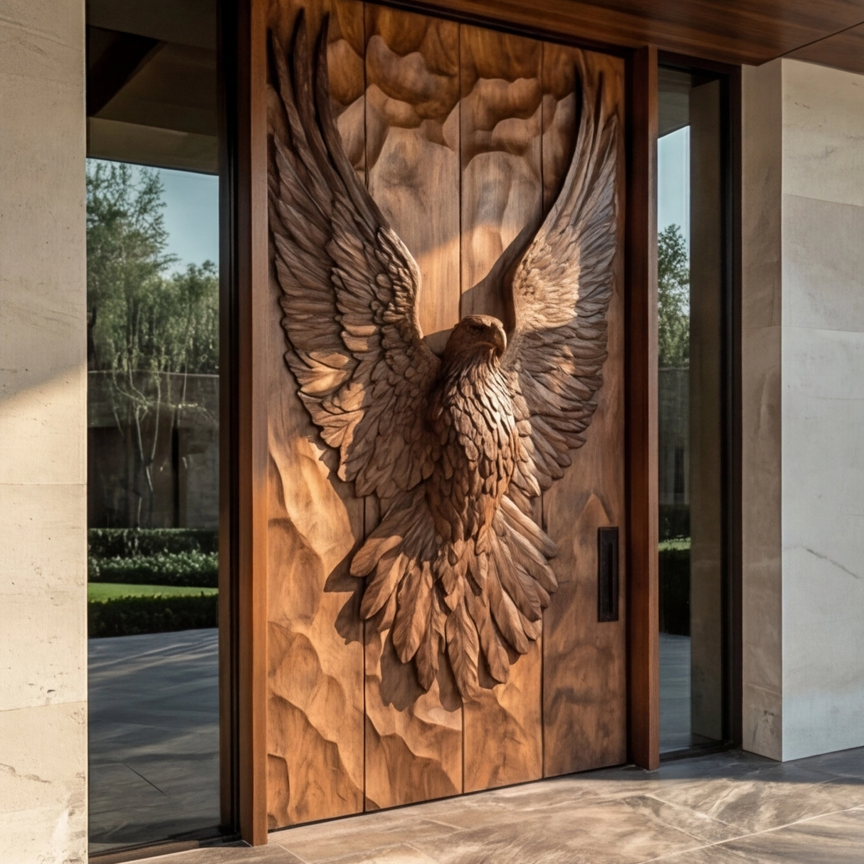Valtherion Sculpted Solid Wood Rectangular Double Doors - Timberustic Door