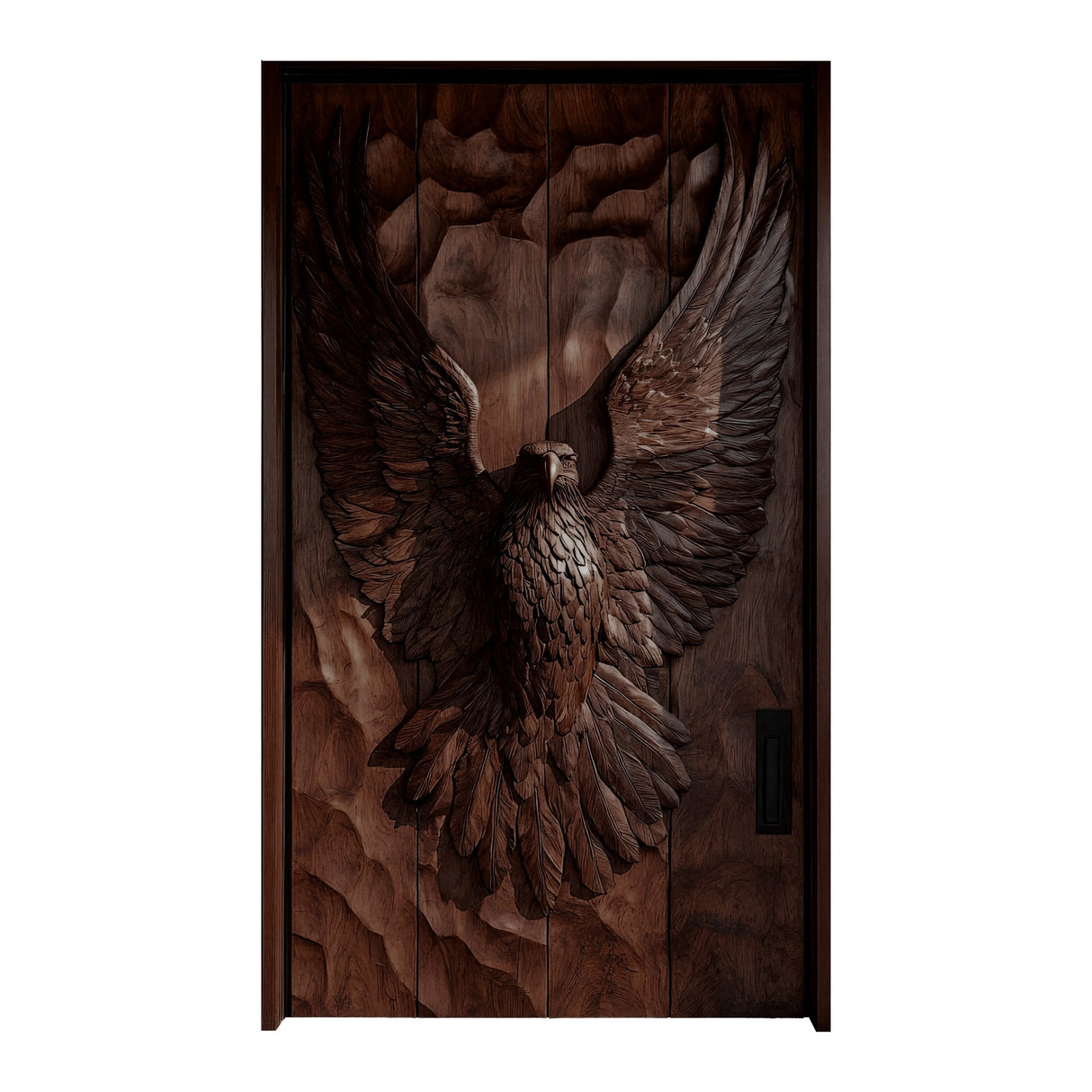 Valtherion Sculpted Solid Wood Rectangular Double Doors Dark Walnut - Timberustic Door