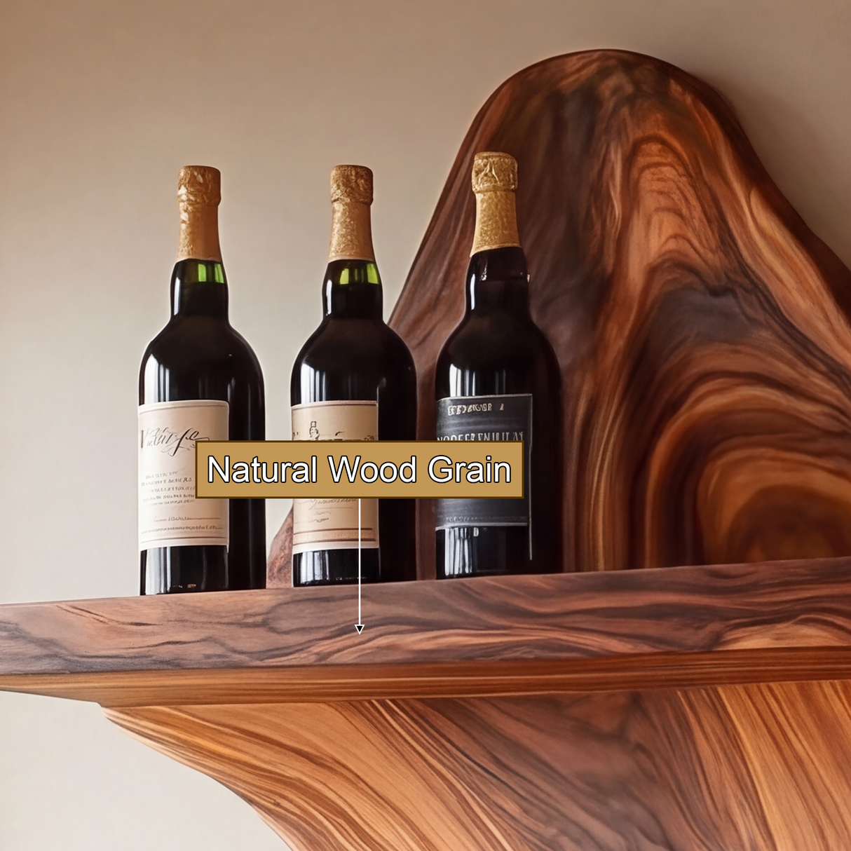 Valtheris Live Edge Handcrafted Floating Wine Shelf SPA512278 - Timberustic Floating Wine Shelf