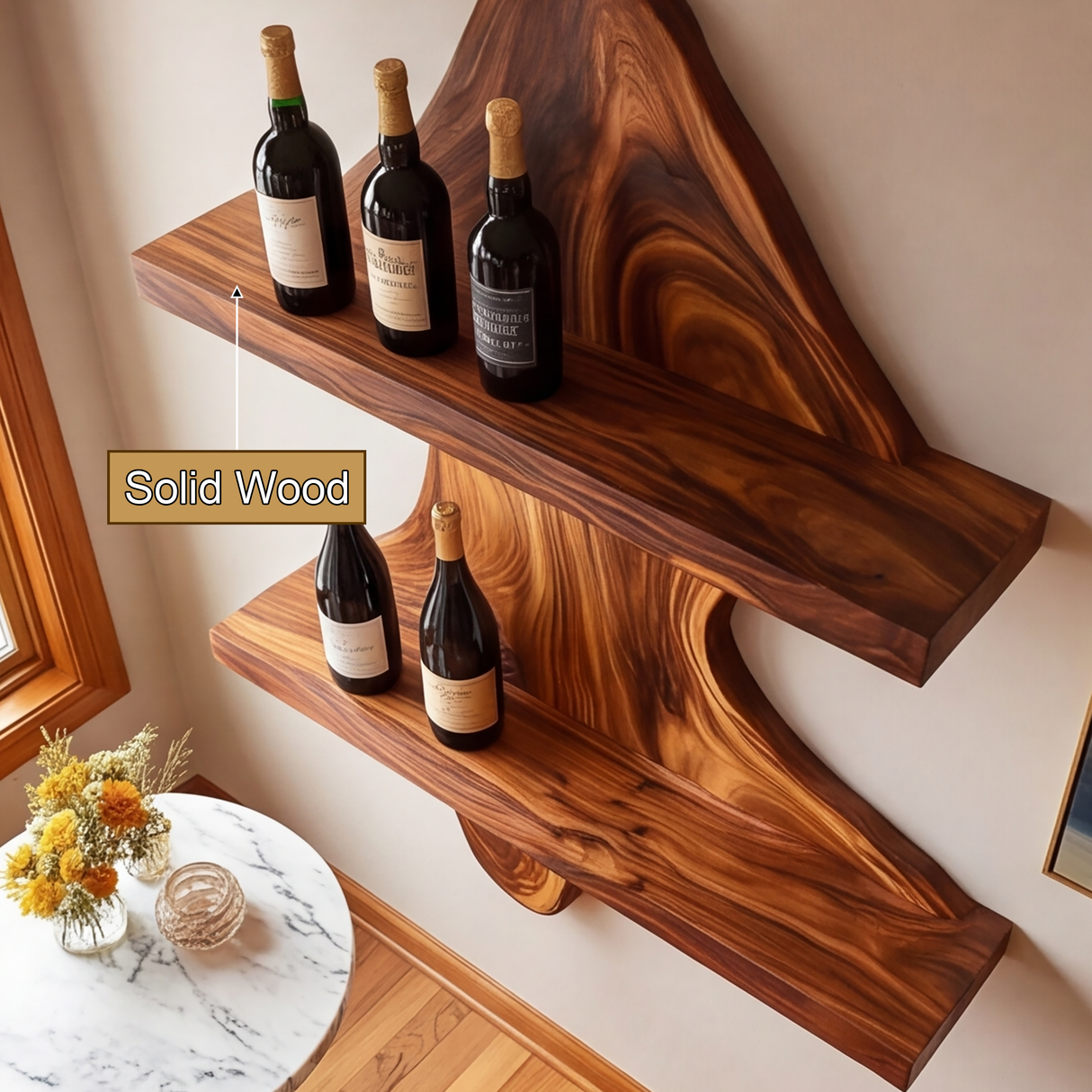 Valtheris Live Edge Handcrafted Floating Wine Shelf SPA512278 - Timberustic Floating Wine Shelf