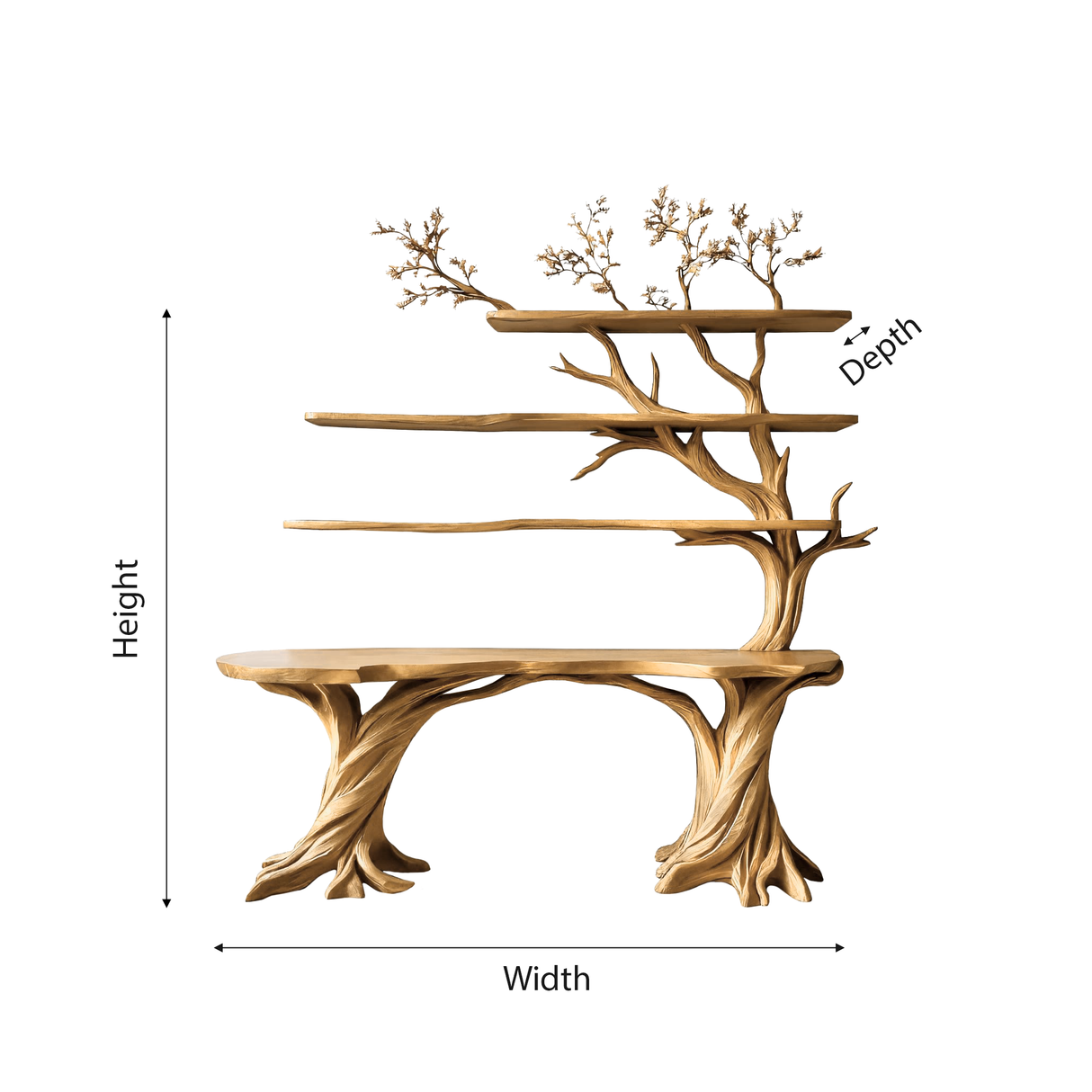 Valtheris Live Edge Solid Wood Console Table with Shelves - Timberustic Console Table with Shelves