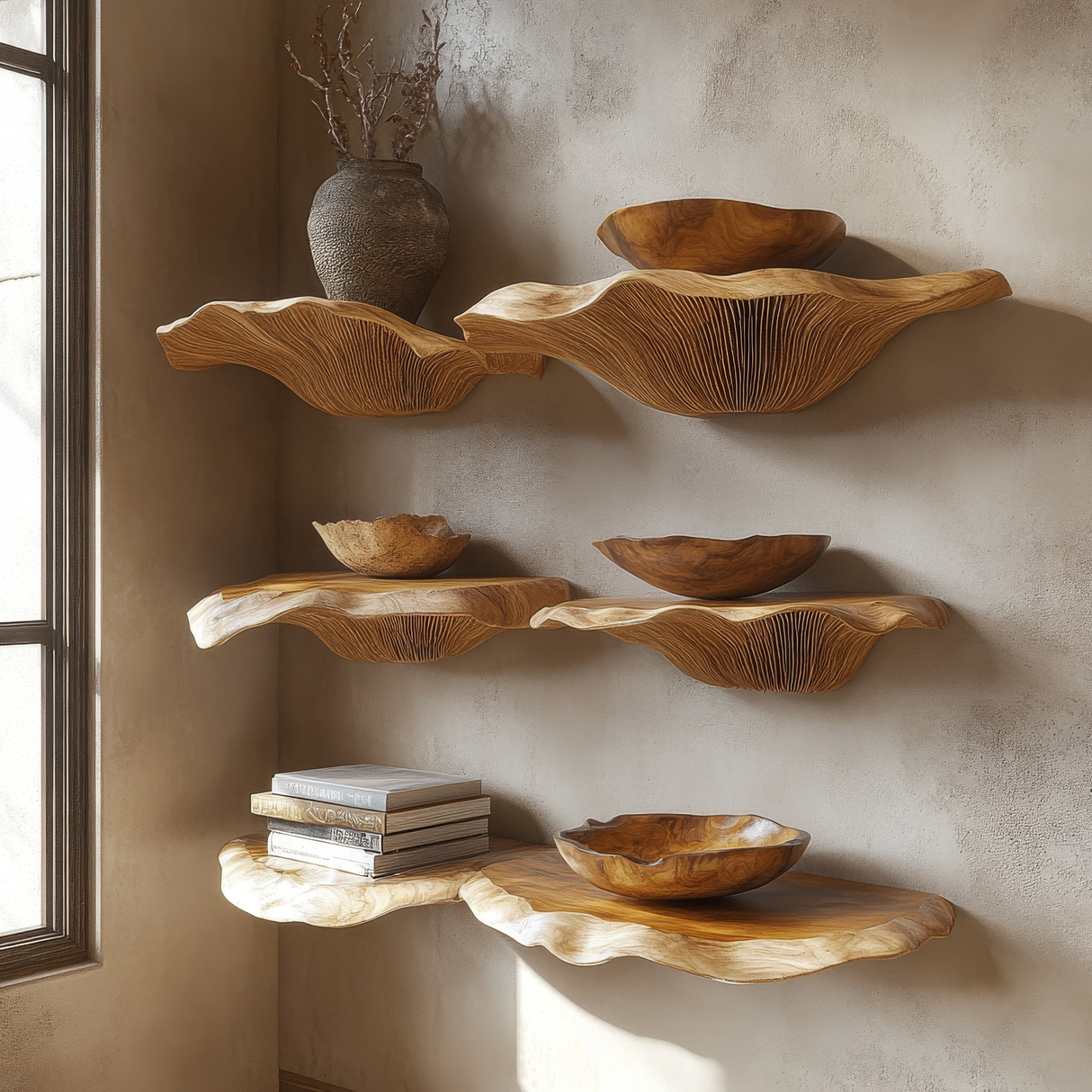 Valtheris Live Edge Solid Wood Mushroom Floating Shelf SPA923411 - Timberustic Floating Shelf