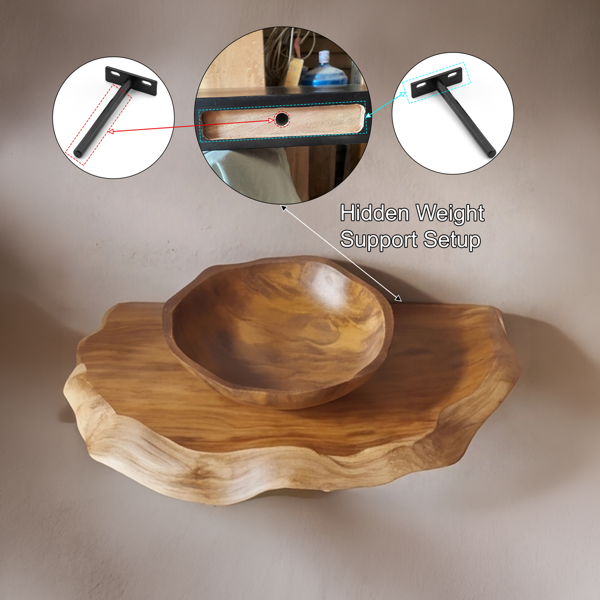 Valtheris Live Edge Solid Wood Mushroom Floating Shelf SPA923411 - Timberustic Floating Shelf