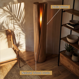 Valtheris Sculpted Slit Integrated LED Wood Floor Lamp - Timberustic Floor Lamp